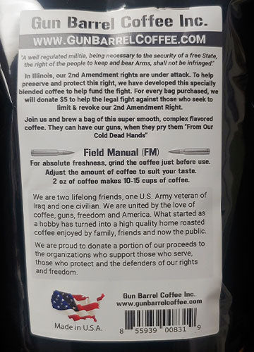 Cold Dead Hands coffee blend back label