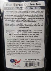 Cold Dead Hands coffee blend back label